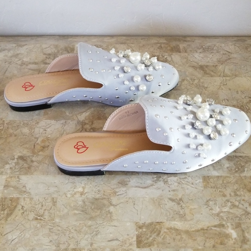 Silver Pearl Mules